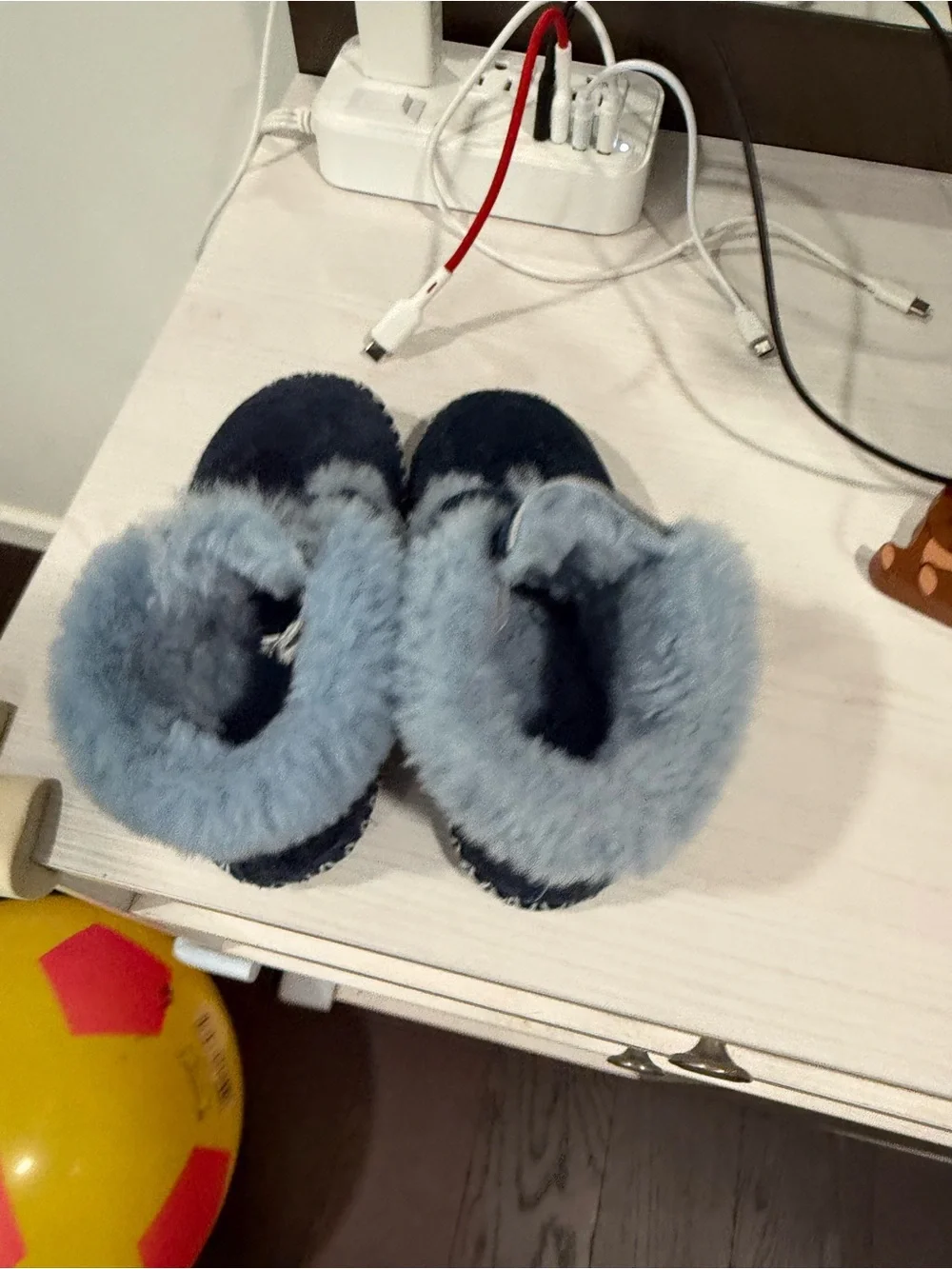 Toddler Navy Suede Genuine Sheepskin Fur booties - Cozy Winter